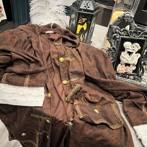 Long Brown Coat with Gold Accents PIRATE HALLOWEEN COSTUME MENs